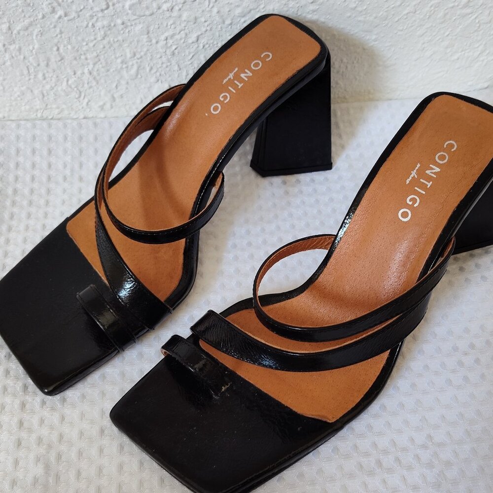 CONTIGO, Women’s Shoe, Square Toe, Heel Sandal, Peep Toe